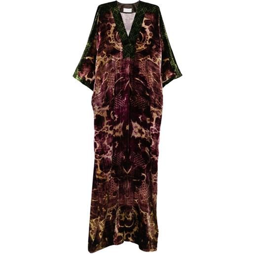 Pierre-Louis Mascia abito lungo in velluto con scollo a v - marrone