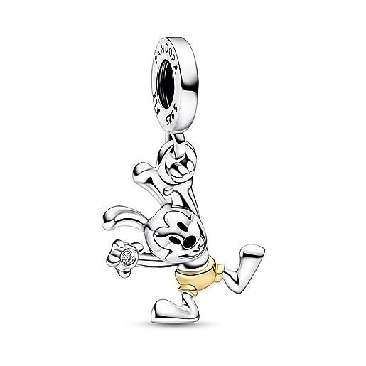 PANDORA charm ciondolo 100 anniversario disney oswald con diamante sintetico 0.009 ct tw ghi si1 792519 c01 taglia unica donna, talla única, acciaio inossidabile, nessuna pietra preziosa