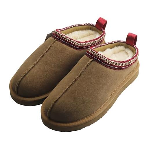 Veilante pantofole invernali da donna con vera pelle, calde, invernali, con suola antiscivolo, nero , 40 eu