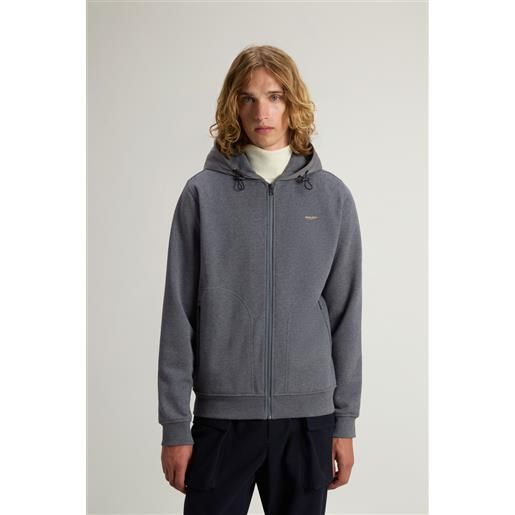 Woolrich uomo felpa con cappuccio ibrida in puro cotone e nylon grigio taglia s