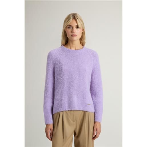 Woolrich donna maglione girocollo in misto alpaca e lana tinto in capo lilla taglia xs