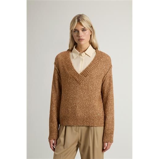 Woolrich donna maglione in misto cotone alpaca e lana beige taglia xs