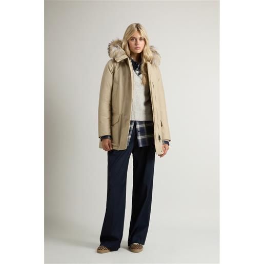Woolrich donna arctic parka in ramar cloth con quattro tasche e pelliccia removibile beige taglia xxs