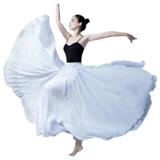 SHINROAD gonna a doppio strato in chiffon da donna lunga con design versatile maxi fluente per spettacoli bianco m, bianco, m