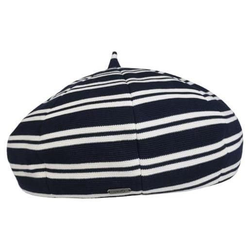 McBURN berretto basco twotone stripes donna - made in italy cotone da estate primavera/estate - taglia unica blu scuro