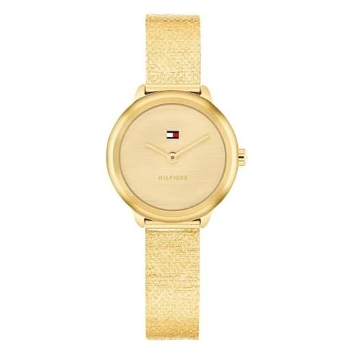 Tommy Hilfiger orologio con movimento al quarzo a due lancetteda donna con cinturino in maglia metallica in acciaio inossidabile di colore dorato - 1782811, gold