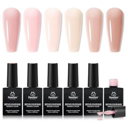 beetles Gel Polish smalto per unghie in gel colorato beetles, 6 colori, smalto rosa nudo, smalto neutro rosa pesca, colori trasparenti, smalto per unghie soak-off, serie san valentino, smalto per unghie da donna