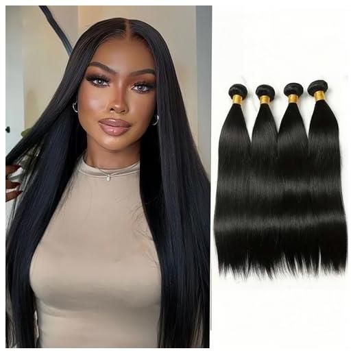 feibin tessitura brasiliana in lotto capelli umani vergini tessitura capelli naturali lisci lotto 100% capelli umani naturali lisci capelli lisci dritti fasci di capelli (12 14 16 18 pollici/280g)