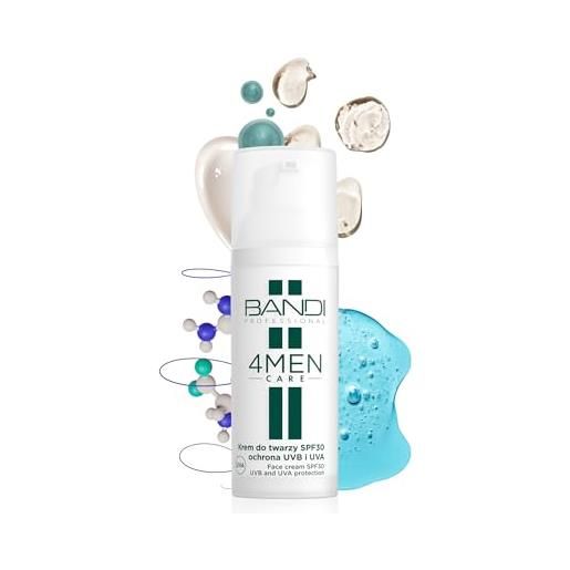 Bandi - crema viso uomo antirughe spf 30 previene rughe e iperpigmentazione idratando con acido ialuronico e d-pantenolo protegge dai danni solari ideale per uso quotidiano