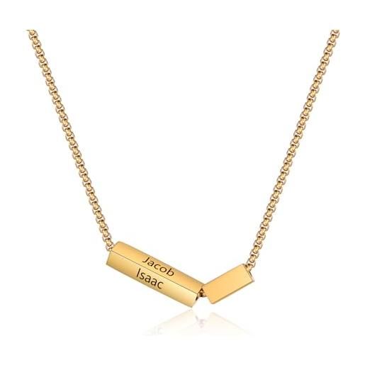 PROSTEEL Collana con Ciondolo a Forma di Stella di David da Uomo, Collana Catenina Oro da 55 + 5 cm, Regolabile, Idea Regalo e Acciaio Inossidabile