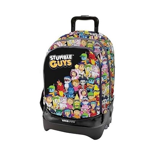 Tinta Unita trolley zaino scuola dream cross, stumble guys nero sganciabile nuove ruote sali scale con carrello amovibile tintaunita pool over