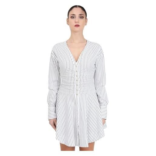 Pinko anchise abito popeline bastonetto stretch con bottoni metallo vestito casual, zz1_bianco/nero, 48 donna