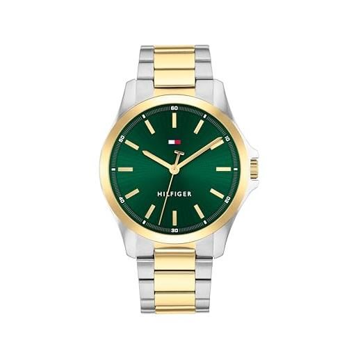 Tommy Hilfiger orologio con movimento al quarzo a tre lancetteda uomo con cinturino in acciaio inossidabile bicolore - 1792192, green