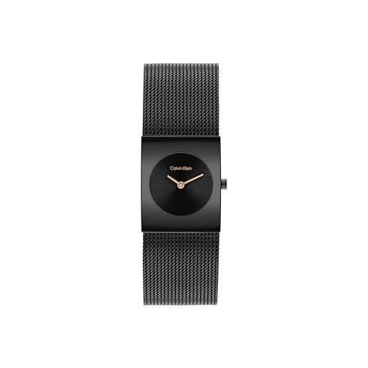 Calvin Klein orologio con movimento al quarzo a due lancette da donna collezione ck pulse con cinturino in maglia metallica in acciaio inossidabile nero - 25100138