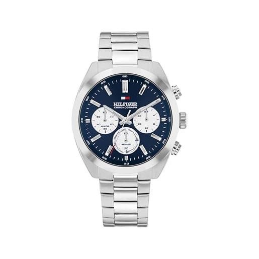 Tommy Hilfiger orologio con cronografo al quarzo da uomo con cinturino in acciaio inossidabile argentato - 1710722, silver