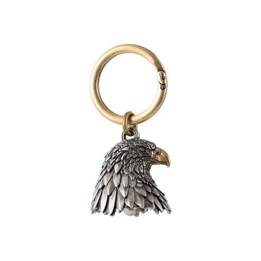 COPPERTIST.WU portachiavi con campanella a forma di aquila, con portachiavi, cordino bodhi, collare per animali domestici, in ottone e bronzo bianco, medio, bronzo bianco, ottone