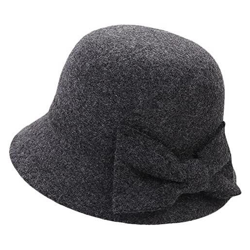 DongBao cappello da donna in feltro, anni '20, cappello cloche/bombetta, invernale, elegante, cappello per chiesa