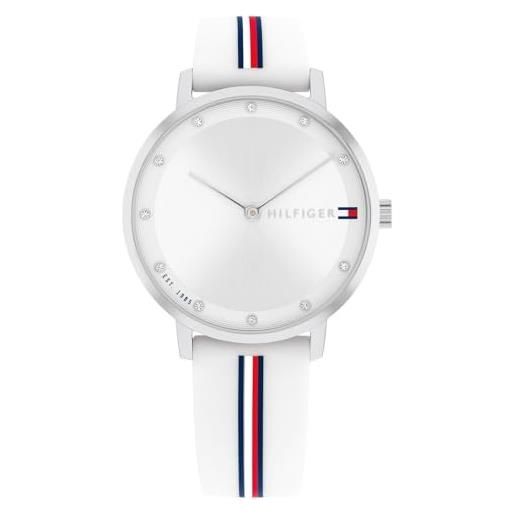 Tommy Hilfiger orologio con movimento al quarzo a due lancette da donna con cinturino in silicone bianco - 1782735, white