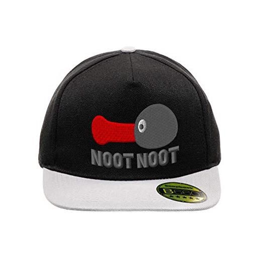 BroiderStudio noot noot pingu nero/grigio cappello piatto con visiera aggiustabile snapback unisex originale ricamato cappello logo urbano