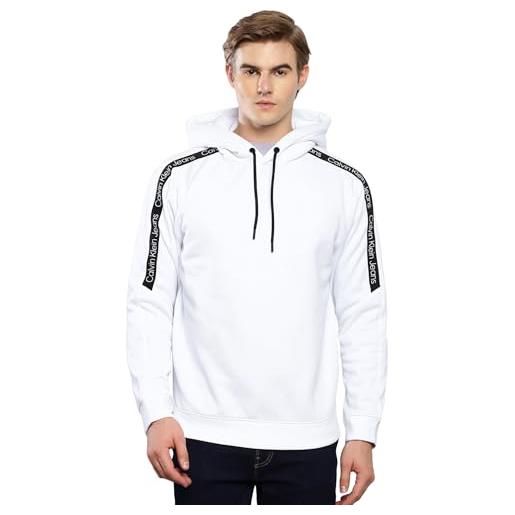 Calvin klein jeans felpa con cappuccio logo tape j30j323429 bianco m
