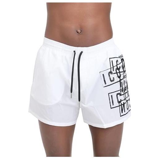 DSQUARED2 shorts mare da uomo bianchi stampa logo icon nero 48