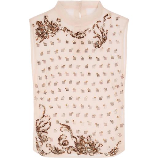 DRIES VAN NOTEN top con decorazione - rosa