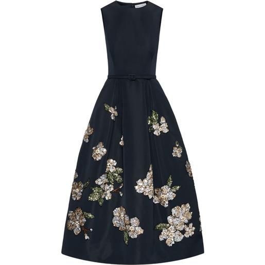 Oscar de la Renta abito midi con paillettes - blu
