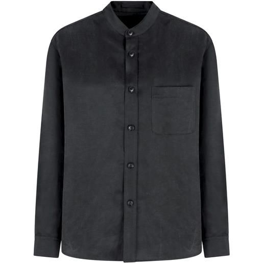 Giorgio Armani camicia slim in lino - grigio