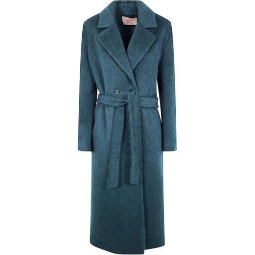 TWINSET cappotto doppiopetto con cintura - verde