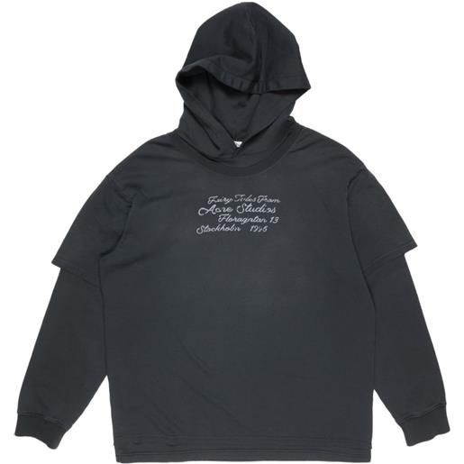 Acne Studios felpa a doppio strato con cappuccio e scritta - nero