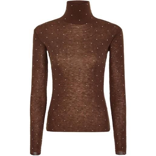 Rabanne top a collo alto con decorazione - marrone