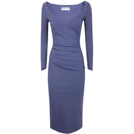 CHIARA BONI La Petite Robe abito midi drappeggiato a maniche lunghe - viola