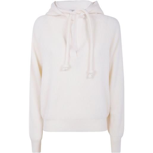 MRZ felpa in lana a coste con cappuccio - bianco