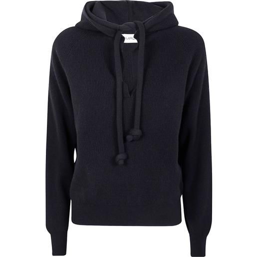 MRZ felpa in lana a coste con cappuccio - nero