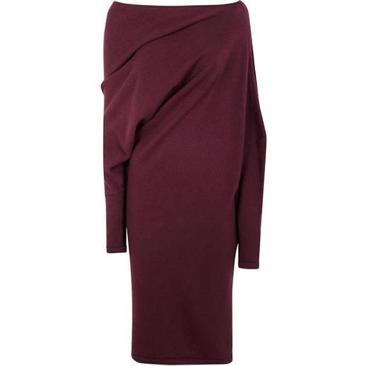 Gianluca Capannolo abito asimmetrico in lana con drappeggio - rosso