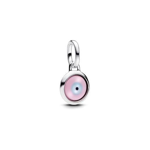 PANDORA me 793693c00 - ciondolo in vetro di murano, personalizzabile evil eye, rosa, argento sterling, nessuna pietra preziosa