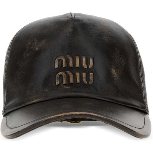 Miu Miu cappello da baseball con logo - marrone
