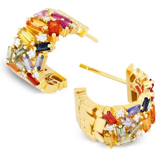Suzanne Kalan orecchini a cerchio frenzy mini in oro giallo 18kt con zaffiri