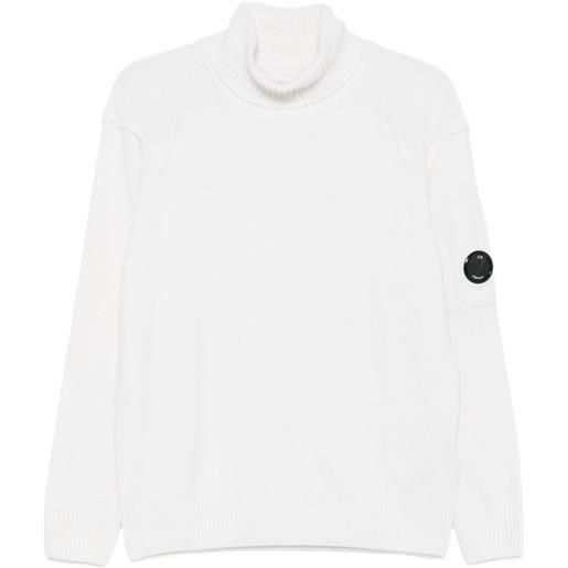 C.P. Company maglione a collo alto con dettaglio lente - bianco