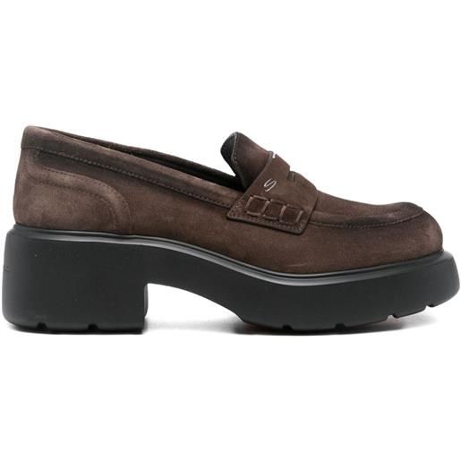 Mocassini con plateau da donna in vera pelle marrone • Il Mio Mocassino