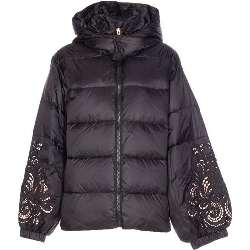 TWINSET piumino con ricamo sulle maniche - nero