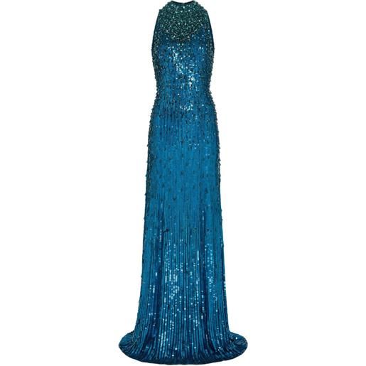 Jenny Packham abito lungo con paillettes - blu