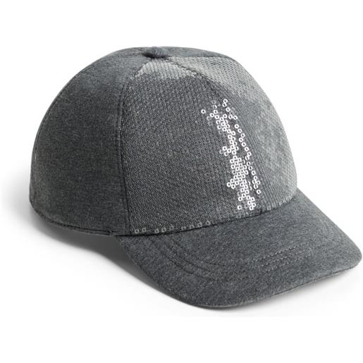Brunello Cucinelli Kids cappello da baseball con paillettes - grigio