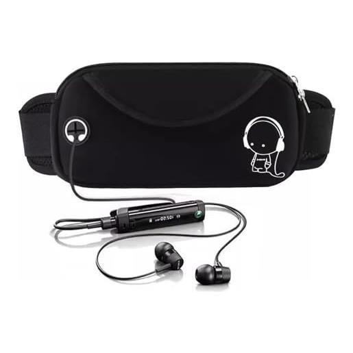 CHAOTEMAI marsupio running impermeabile regolabile marsupio donna uomo corsa borsa a doppio strato marsupi traspirante e traspirazione per bambini corsa ciclismo fitness escursionismo (nero)