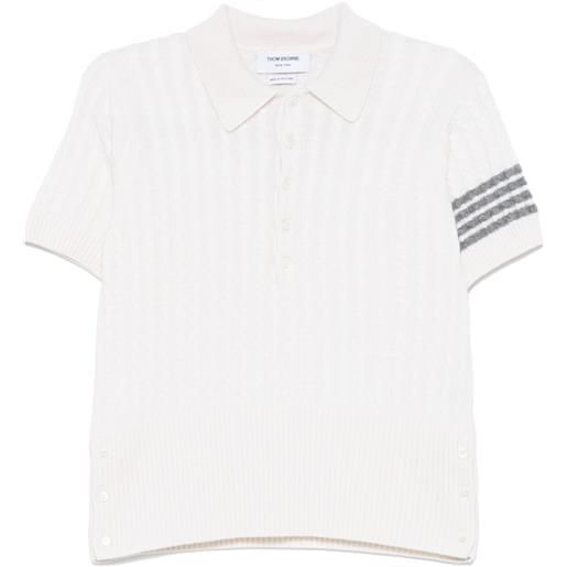 Thom Browne polo in cashmere con 4 righe - bianco
