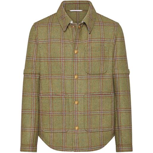 Thom Browne giacca-camicia hunting in tweed - verde