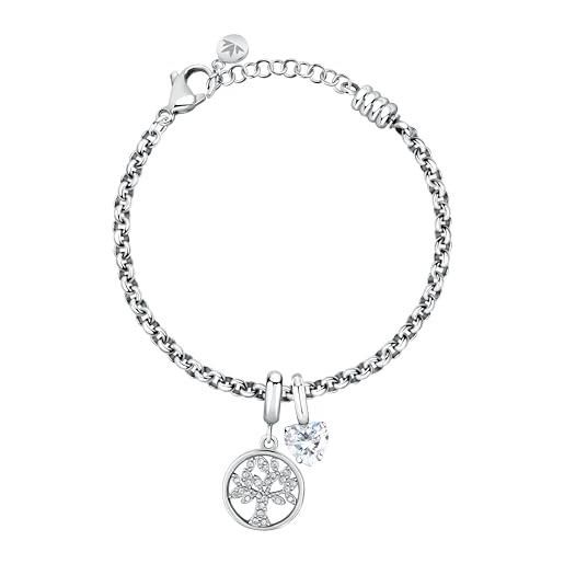 Morellato bracciale donna in acciaio, cristalli, zirconi, cuore, albero della vita, collezione drops - scz1348