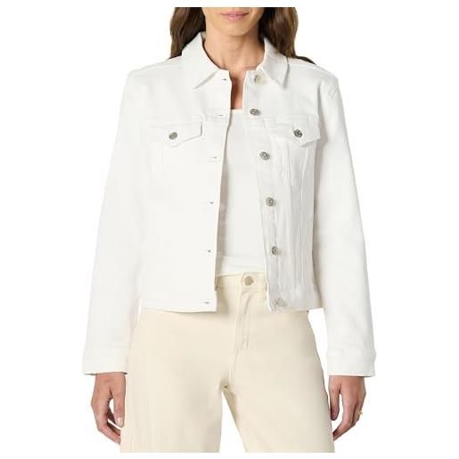 Amazon Essentials giubbotto trucker in denim leggermente elasticizzato con abbottonatura sul davanti, vestibilità regolare donna, bianco, m