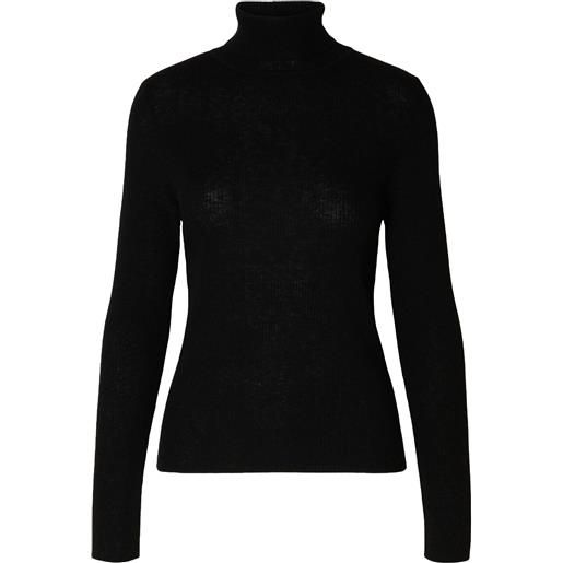 Selected slfingrid ls knit wool blend roll neck