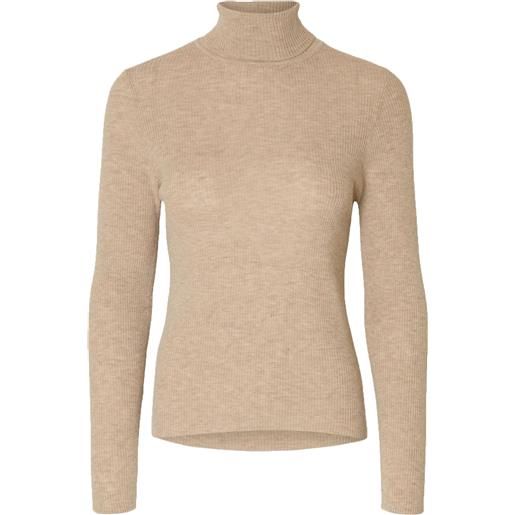 Selected slfingrid ls knit wool blend roll neck